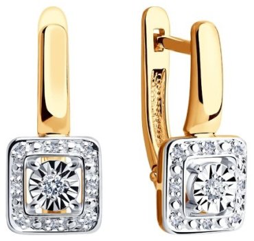 Серьги Diamant 51-220-00306-1 вес 3.41 г золото, бриллиант купить,NaN