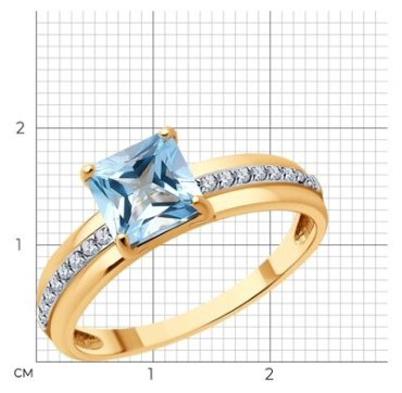 Кольцо Diamant 51-310-01729-1_18 размер 18 вес 2.33 г золото, топаз купить,NaN