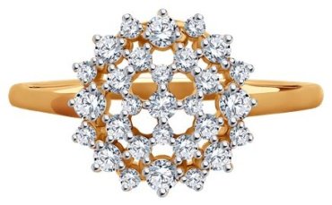 Кольцо Diamant 51-110-01949-1_19 размер 19 вес 2.06 золото, фианит купить,NaN