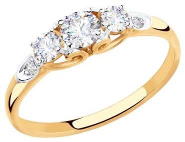 Кольцо Diamant 51-110-00303-1_17-5 размер 17.5 вес 1.46 г золото, фианит купить,NaN
