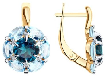 Серьги Diamant 51-320-02100-5 вес 4.68 г золото, лондон топаз купить,NaN