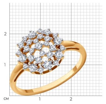 Кольцо Diamant 51-110-01949-1_19 размер 19 вес 2.06 золото, фианит купить,NaN