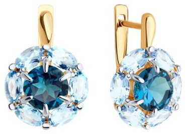 Серьги Diamant 51-320-02100-5 вес 4.68 г золото, лондон топаз купить,NaN