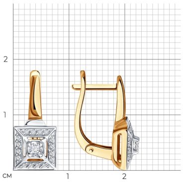 Серьги LUXOR JEWELRY LUXOR 1022131_3,24 вес 3.24 г золото, бриллиант купить,NaN