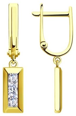 Серьги Diamant 53-121-01553-1 вес 2.61 г золото, фианит купить,NaN