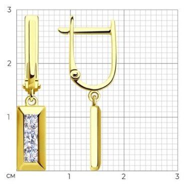 Серьги Diamant 53-121-01553-1 вес 2.61 г золото, фианит купить,NaN