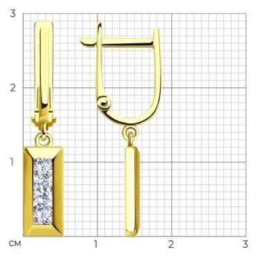 Серьги Diamant 53-121-01553-1 вес 2.61 г золото, фианит купить,NaN