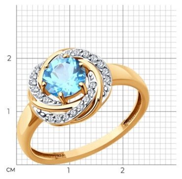 Кольцо Diamant 51-310-02281-1_18 размер 18 вес 2.6 г золото, топаз купить,NaN