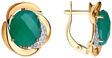 Серьги SOKOLOV Almazgold_724383 вес 6.25 г золото, агат, фианит купить,NaN