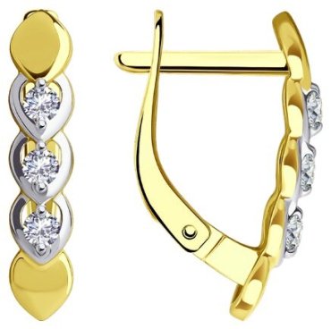 Серьги Diamant 53-120-01846-1 вес 2.23 г золото, фианит купить,NaN