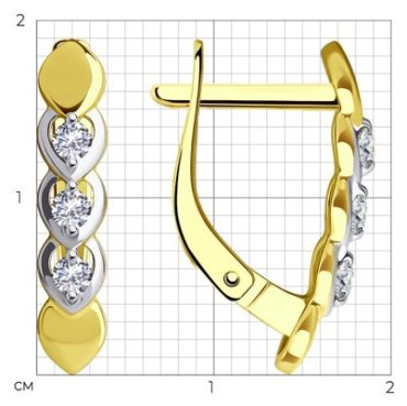Серьги Diamant 53-120-01846-1 вес 2.23 г золото, фианит купить,NaN