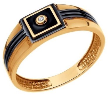 Кольцо Diamant 51-112-02238-1 размер 20 вес 3.87 г золото, эмаль
