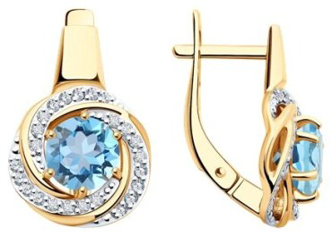 Серьги Diamant 51-320-02281-1 вес 3.94 г золото, топаз купить,398977