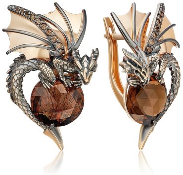 Серьги PLATINA 02-5284-00-226-1110 вес 7.99 г золото, цитрин, раухтопаз купить,NaN