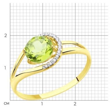 Кольцо Diamant 53-310-00220-4_18 размер 18 вес 1.52 г золото, фианит, хризолит купить,NaN