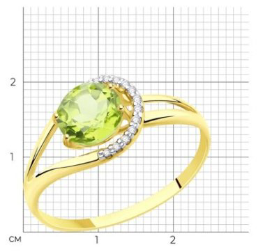 Кольцо Diamant 53-310-00220-4_18 размер 18 вес 1.52 г золото, фианит, хризолит купить,NaN