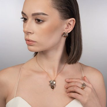 Серьги PLATINA 02-5284-00-226-1110 вес 7.99 г золото, цитрин, раухтопаз купить,NaN