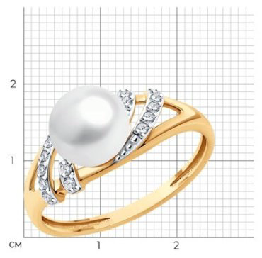 Кольцо Diamant 51-310-02320-1_17 размер 17 вес 2.13 г золото, жемчуг купить,NaN