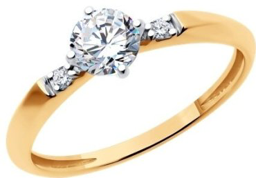 Кольцо Diamant 51-110-02251-1 размер 18 вес 1.55 г золото, фианит купить,NaN