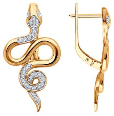 Серьги Diamant 51-220-02738-1 вес 4.87 г золото, бриллиант 118441046 купить,NaN