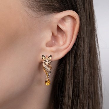 Серьги PLATINA 02-5282-00-206-1110 вес 5.84 г золото, цитрин, эмаль купить,NaN