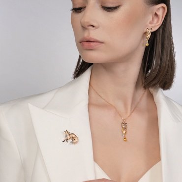 Серьги PLATINA 02-5282-00-206-1110 вес 5.84 г золото, цитрин, эмаль купить,NaN
