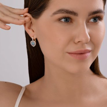 Серьги SOKOLOV 728973 Сердечки вес 4.2 г золото, топаз, фианит купить,NaN