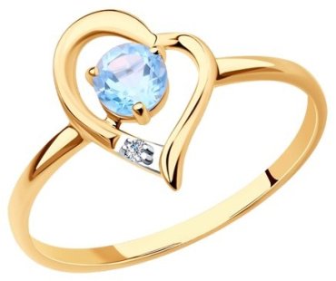 Кольцо Diamant 51-310-01316-1_17-5 размер 17.5 вес 95 г золото, фианит, топаз купить,NaN
