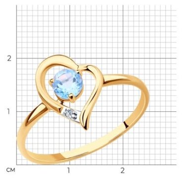 Кольцо Diamant 51-310-01316-1_17-5 размер 17.5 вес 95 г золото, фианит, топаз купить,NaN