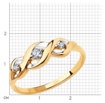 Кольцо Diamant 51-110-00857-1_17 размер 17 вес 1.7 г золото, фианит купить,NaN