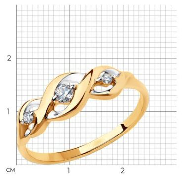 Кольцо Diamant 51-110-00857-1_17 размер 17 вес 1.7 г золото, фианит купить,NaN
