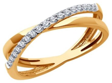 Кольцо Diamant 51-110-02565-1_18 размер 18 вес 2.77 г золото, фианит купить,NaN
