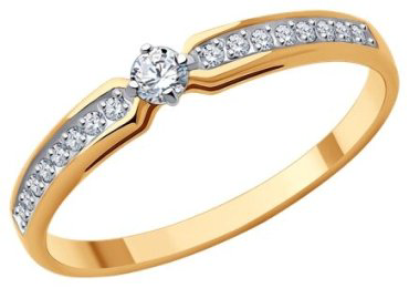 Кольцо Diamant 51-110-01964-1_17-5 размер 17.5 вес 1.34 г золото, фианит купить,NaN