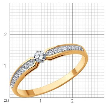 Кольцо Diamant 51-110-01964-1_17-5 размер 17.5 вес 1.34 г золото, фианит купить,NaN