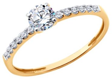 Кольцо Diamant 51-110-02334-1 размер 17 вес 1.16 г золото, фианит купить,NaN