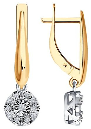 Серьги Diamant 51-221-01315-1 вес 3.14 г золото, бриллиант 110666397 купить,532758