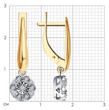 Серьги Diamant 51-221-01315-1 вес 3.14 г золото, бриллиант 110666397 купить,532758