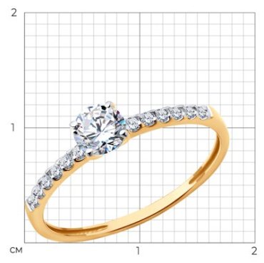 Кольцо Diamant 51-110-02334-1 размер 17 вес 1.16 г золото, фианит купить,NaN