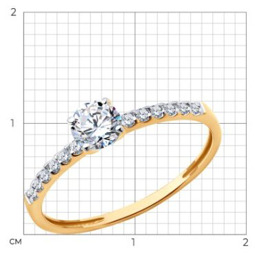 Кольцо Diamant 51-110-02334-1 размер 17 вес 1.16 г золото, фианит купить,NaN