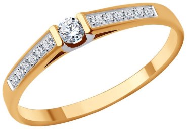 Кольцо Diamant 51-110-02054-1_17 размер 17 вес 1.29 г золото, фианит купить,NaN
