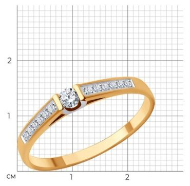 Кольцо Diamant 51-110-02054-1_17 размер 17 вес 1.29 г золото, фианит купить,NaN
