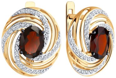 Серьги Diamant 51-320-02317-1 вес 4.51 золото, гранат купить,323999