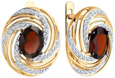 Серьги Diamant 51-320-02317-1 вес 4.51 золото, гранат купить,323999