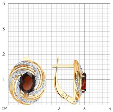 Серьги Diamant 51-320-02317-1 вес 4.51 золото, гранат купить,323999