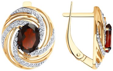 Серьги Diamant 51-320-02317-1 вес 4.51 золото, гранат купить,323999