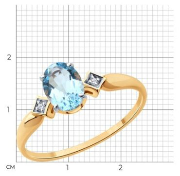 Кольцо Diamant 51-310-01919-1_17-5 размер 17.5 вес 1.46 г золото, топаз купить,NaN