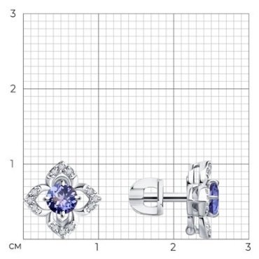 Пусеты SOKOLOV 6024435-3_s вес 2.46 г золото, бриллиант, танзанит купить,NaN