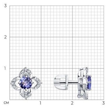 Пусеты SOKOLOV 6024435-3_s вес 2.46 г золото, бриллиант, танзанит купить,NaN
