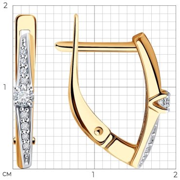 Серьги Diamant 51-220-01970-1 вес 1.9 г золото, бриллиант купить,586715