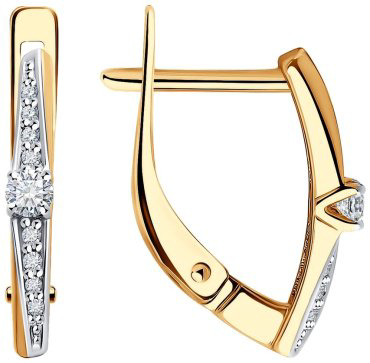 Серьги Diamant 51-220-01970-1 вес 1.9 г золото, бриллиант купить,586715